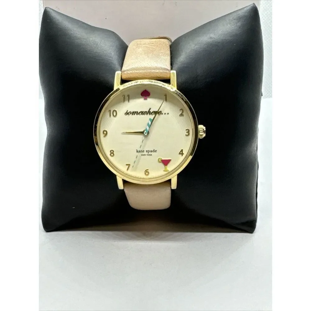 Kate Spade 0484 Women Beige Leather Strap Analog Dial Quartz Wrist Watch JNA135